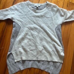 White + Warren Women's Grey and Cream Jumper 100% Cashmere